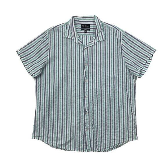 Bonobos Shirt Mens XXL Long Standard Fit Capri Grey Striped Seersucker Cotton - Picture 1 of 10